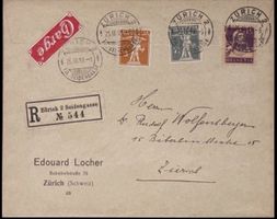Schweiz Chargé Brief Zürich Seidengasse 1919 R Brief