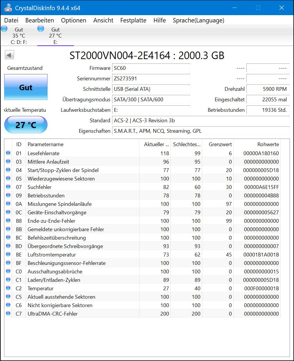 Seagate Harddisks: Harddisk 2TB Ironwolf ST2000VN004 19336std – Gebraucht aus Neuhausen von Juhui584 1