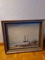 Öl auf Holz, Schiffe vor Hafen