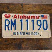 🇺🇸 Vintage Autoschild, Alabama RM11190 - RETIRED MILITARY