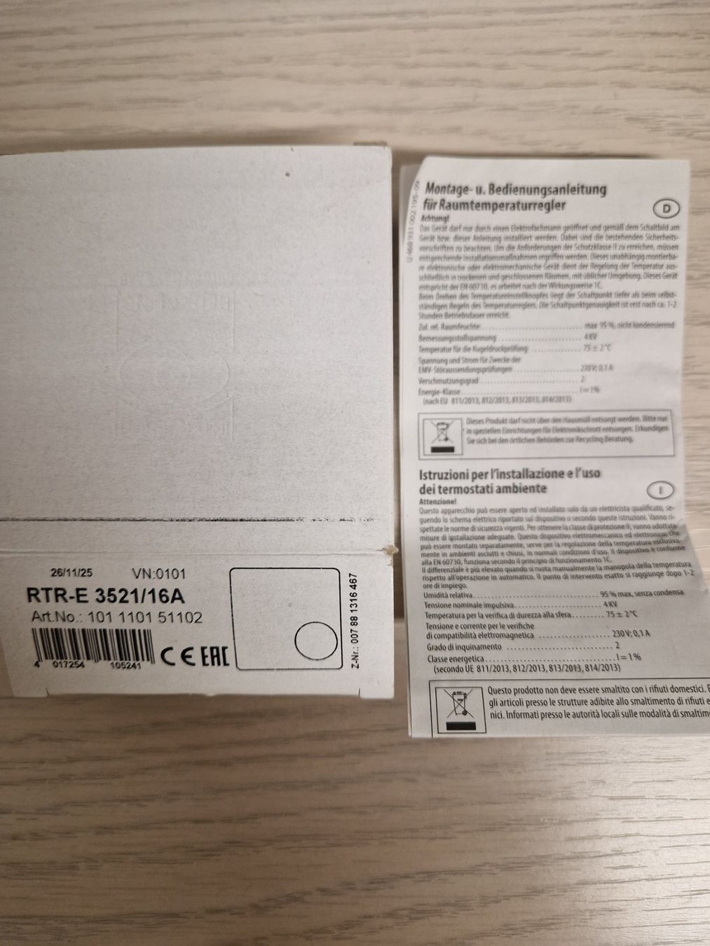 Altro per la casa: Raum Thermostat RTR-E 3521/16A weiss – Usato da Hochdorf venduto da Tlutrh1 1