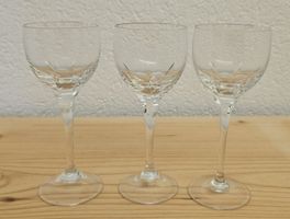 3 KRISTALL GLÄSER LIKÖR DESSERTWEIN PORTWEIN SHERRY 13 CM