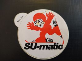 Alter Aufkleber der Skibindung SU-matic