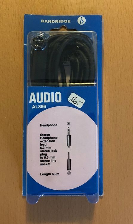Kabel: Kopfhörer-Kabel 6m 6.3mm Klinke stereo, neu/orginal-verpackt – Neu und originalverpackt aus Zürich von Dilbert