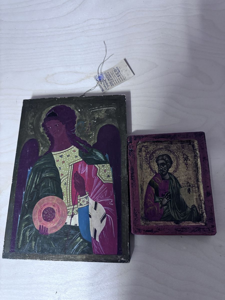 Poster & Bilder: Ikonen 2 Stk. mit Engel und Heiligen religiös – Gebraucht aus Winterthur von Zahir02