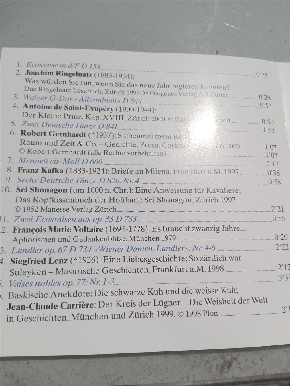 CDs: Ringelnatz & Co. (Zeilensprünge 2001) – D'occasion à St.Gallen par elk2022 2