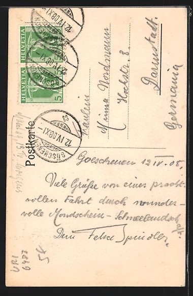 Cartes postales: AK Göschenen, Ortspartie, 1908 – D'occasion à Berlin par bartko-reher 1