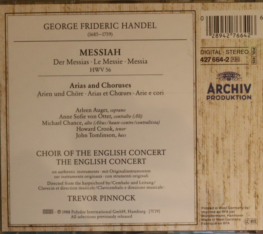 CD: Handel - Messiah – Usato da Luzern venduto da CONTENTI 2