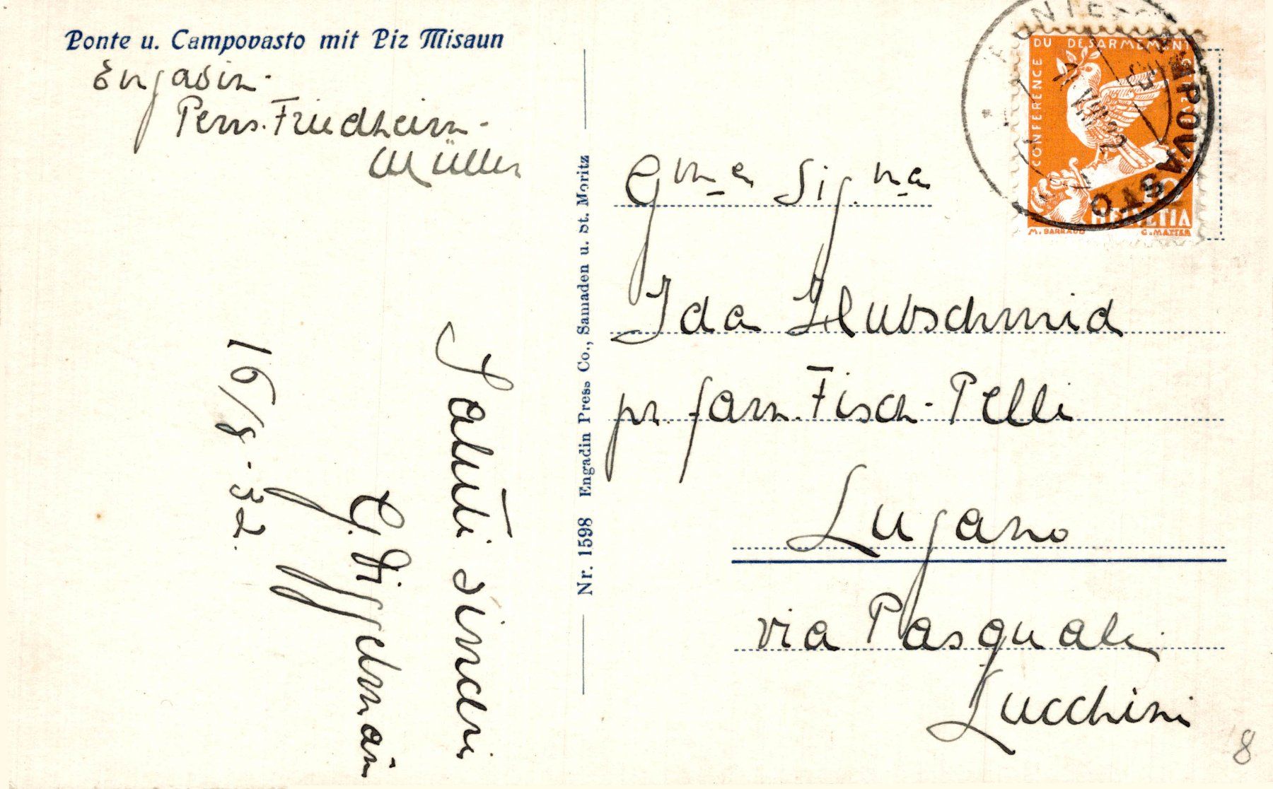 Cartoline postali: Ponte und Campovasto mit Piz Misaun – Usato da Bronschhofen venduto da Astore 1