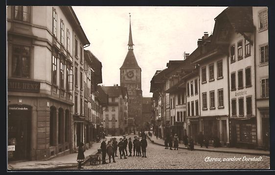 Cartoline postali: Aarau, Vordere Vorstadt mit Geschäften – Usato da Berlin venduto da bartko-reher