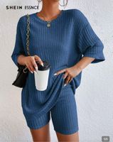Coordinato donna blu taglia XS, tessuto a coste