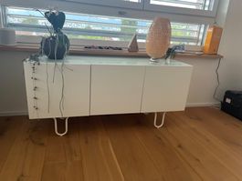 Sideboard Klavierlack, weiss, 1a Zustand mit Glastop