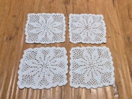 4er SET Häkeldeckchen, weiss, 15 x 15 cm
