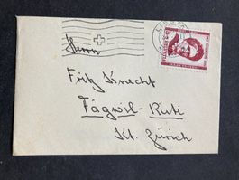 Schweiz 1951 Neujahrsgruss PJ-Briefli 5 Rp LIESTAL M INHALT