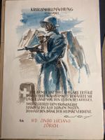 Schweiz Urkunde des Generals Dank Einsatz 2.Weltkrieg