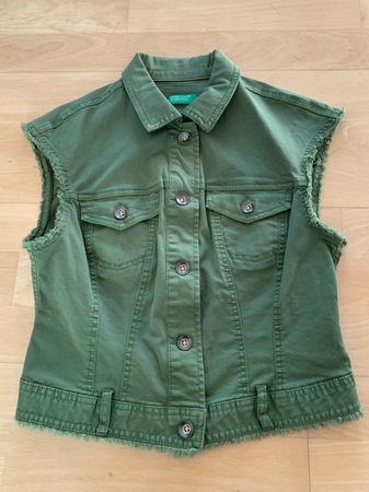 Benetton Mädchen Jeans Gilet in Gr. 146 (11 Jahre), Grün