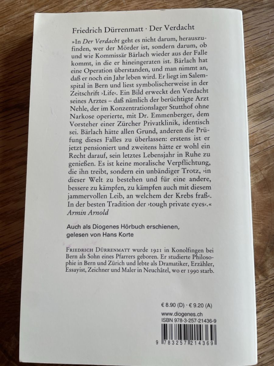 Libri: Dürrenmatt, Der Verdacht  – Usato da Freidorf TG venduto da ibipatria 1