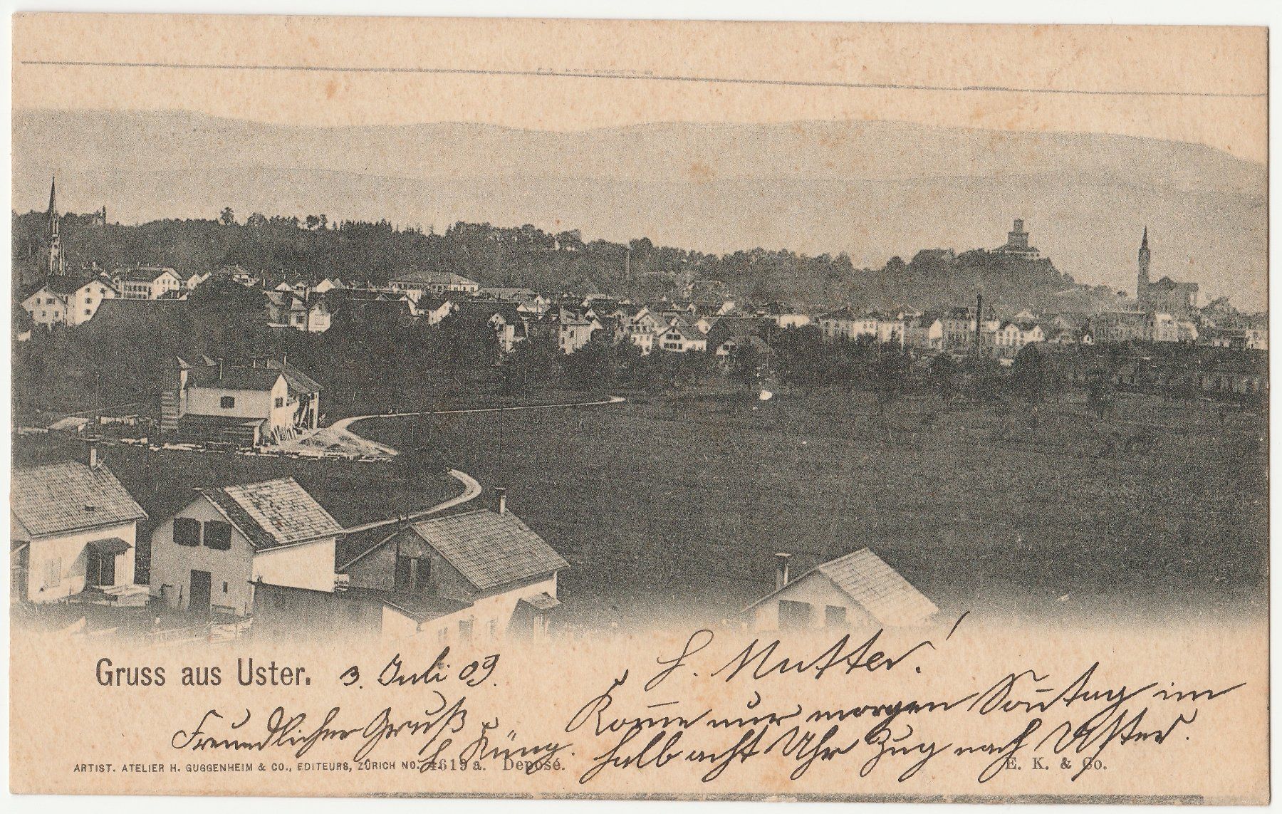 Cartoline postali: Uster - (1909) – Usato da Fällanden venduto da Blausegelfliege 1