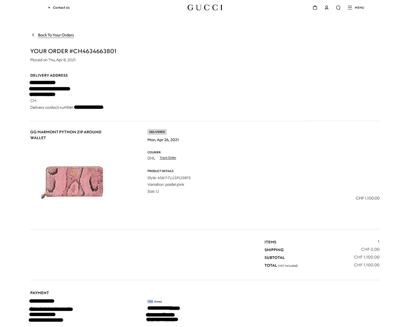 Gucci Portemonnaies: Gucci GG Marmont python zip around wallet – Neuf (Voir description) à Wettswil par seafarer 9