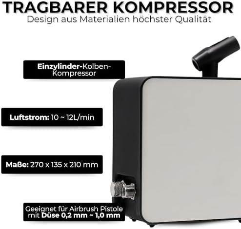 Compressori: Kompressor 3 meter Schlauch Profi Air-Brush Double Pistole – Nuovo e nell'imballaggio originale da Hundwil venduto da pak_7zvn 5