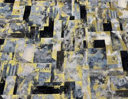 Patchworkstoff blau-grau Töne mit gold