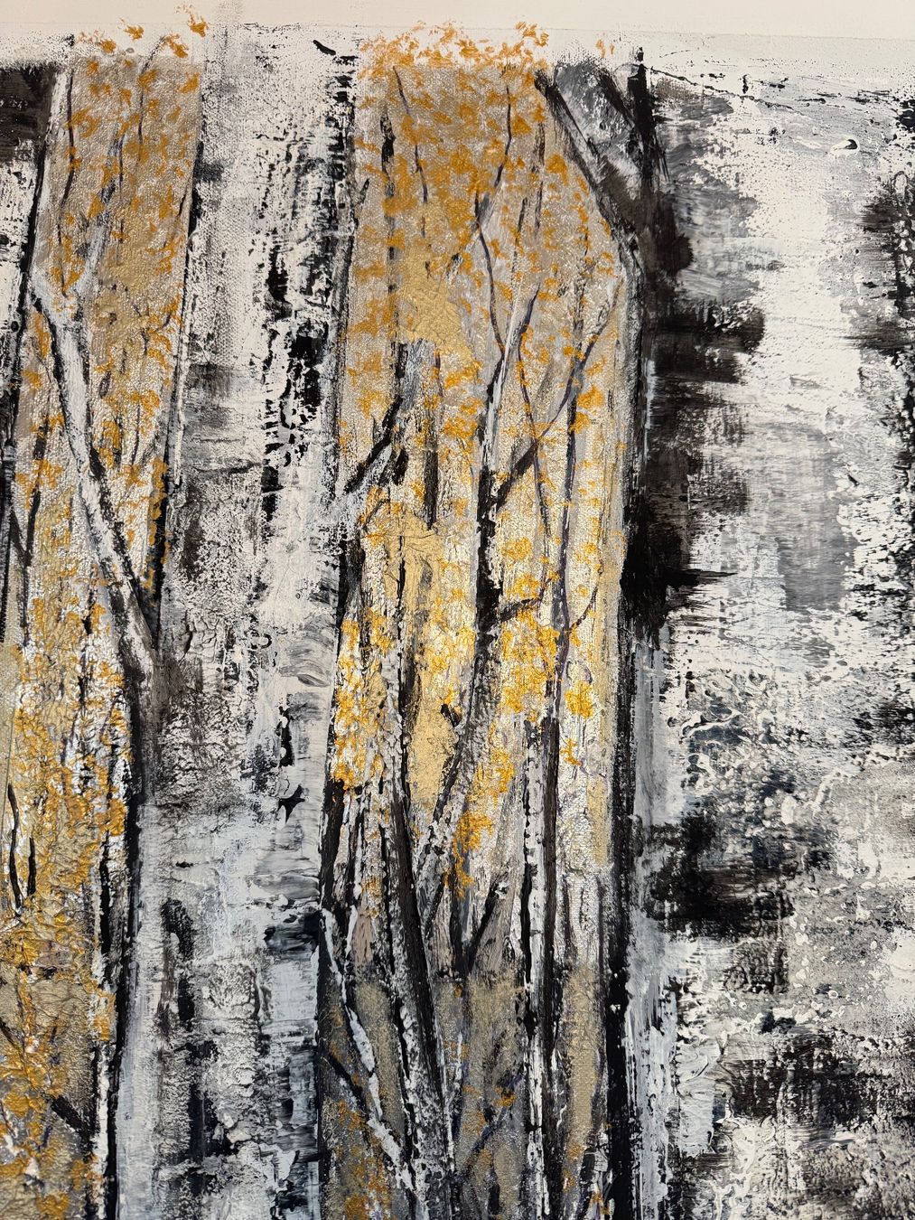 Dipinti: Birken - Bild, Birkenwald goldfarben 140x100 – Usato da Herisau venduto da Zyrtaka 4