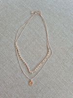 Halskette Roségold Doppelreihig mit Anhänger - NEU