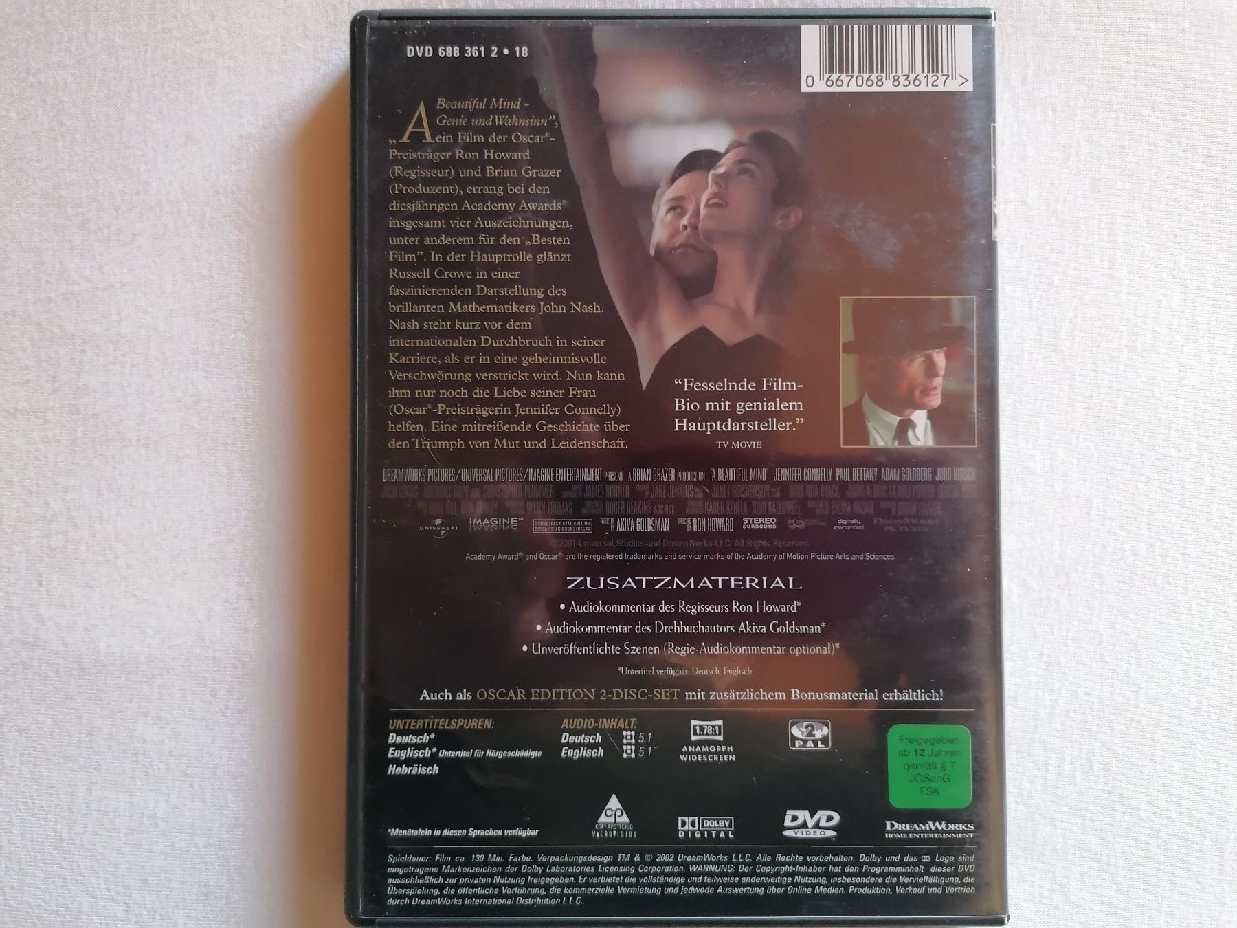 Alle DVDs: DVD A BEAUTIFUL MIND, mit Russell CROWE (2001) – Gebraucht aus Ermenswil von easyric 1