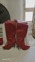 Echte Leder Overknee Stiefel Rot – Grösse 40 –
