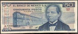 Mexiko 50 Pesos Geldschein, Serie KV, Top Zustand!