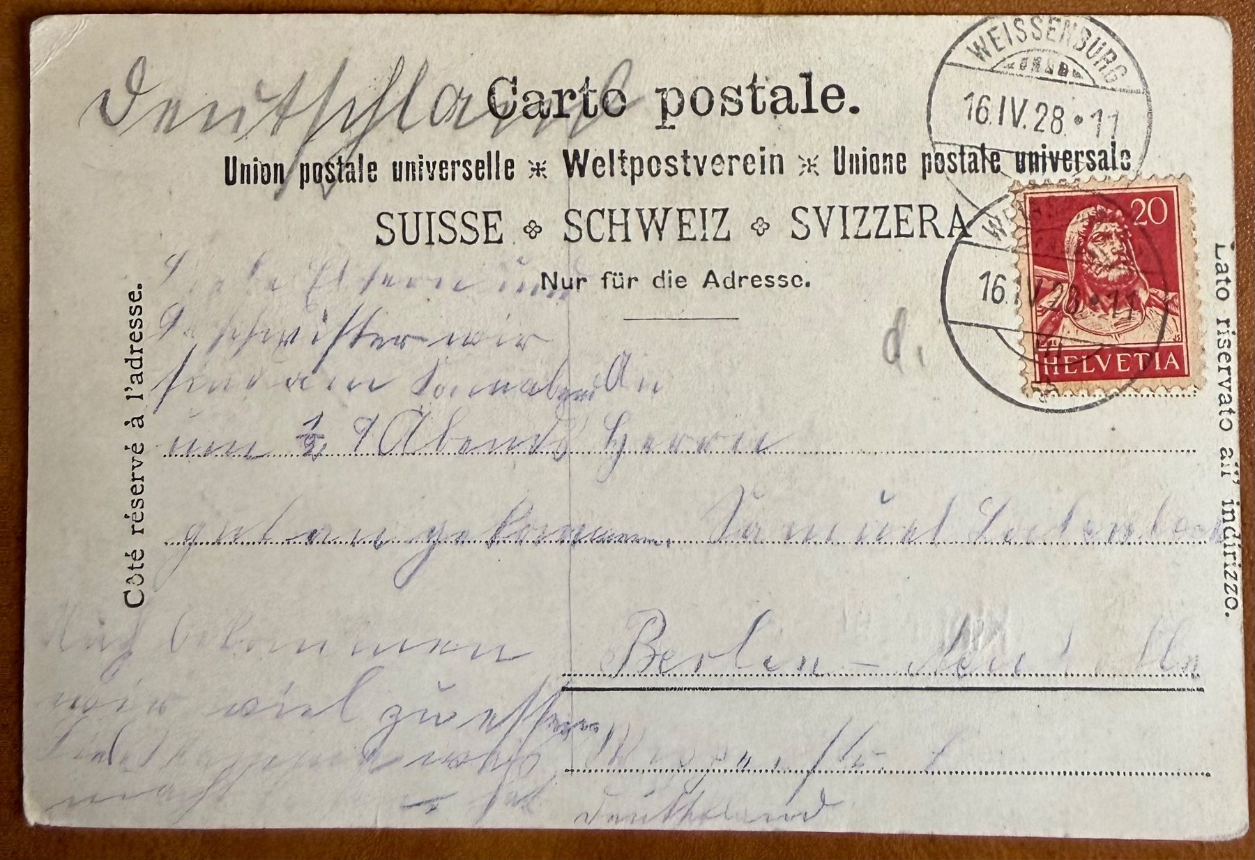 Cartoline postali: Gruss aus Weissenburg - 1928 – Usato da Lutry venduto da Ediego 1