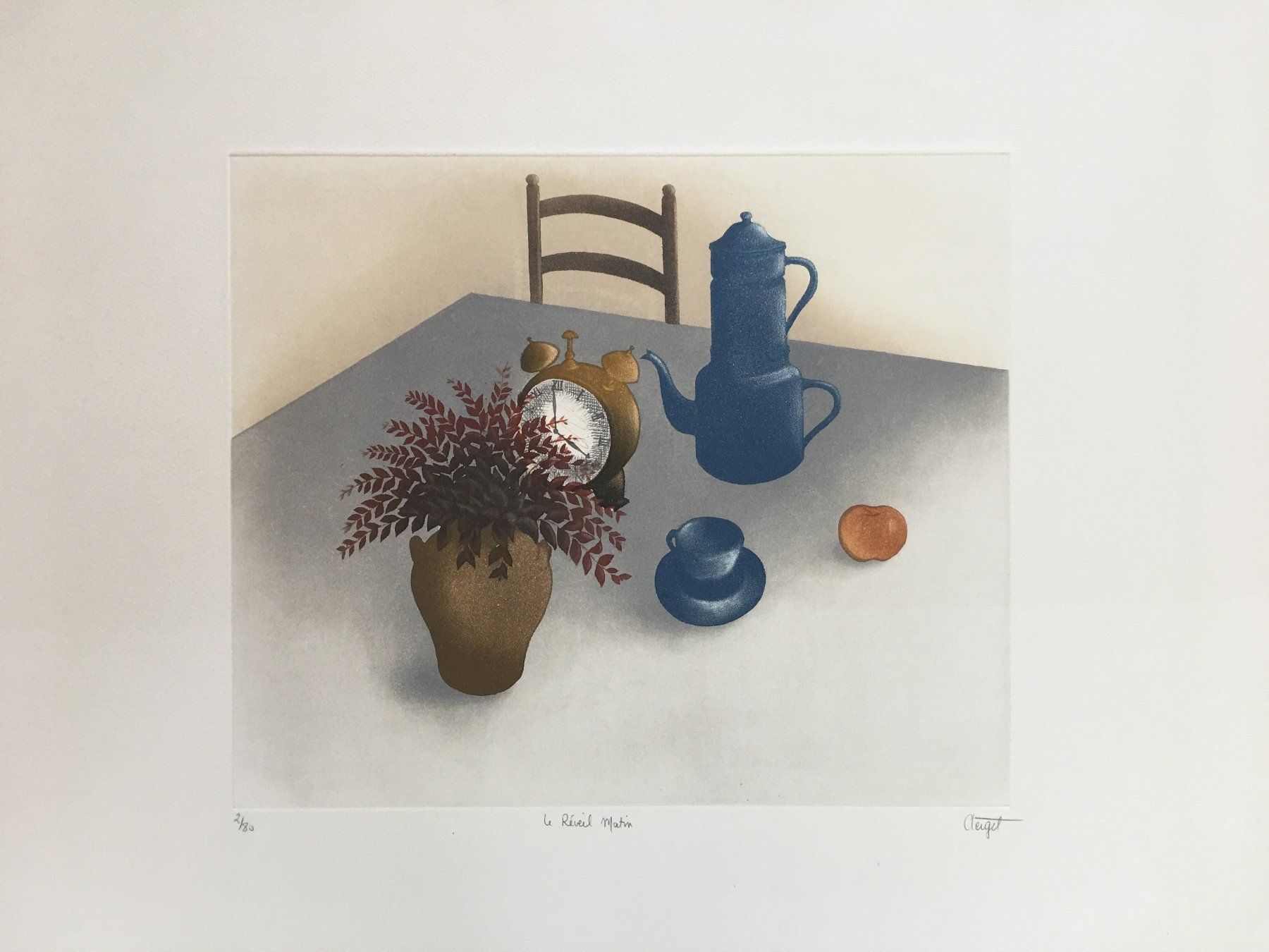 Dipinti: Elisabeth Clerget   "Le Réveil matin". FARBRADIERUNG – Usato da Nennigkofen venduto da juhit
