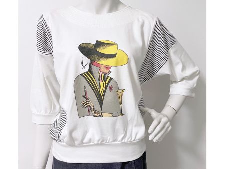T-Shirt mit Druck Gr. S/M Playboy mit Hut VINTAGE 1980s