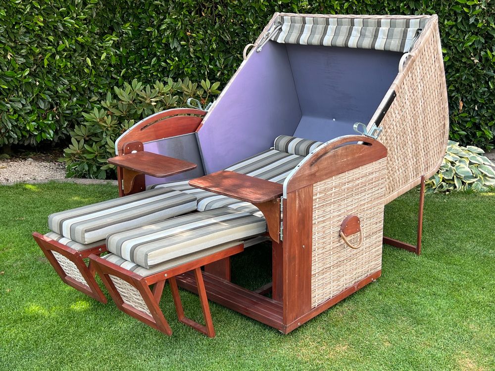 Strandkorb Sunny Smart mit Fussstützen und Tischen Kaufen auf Ricardo