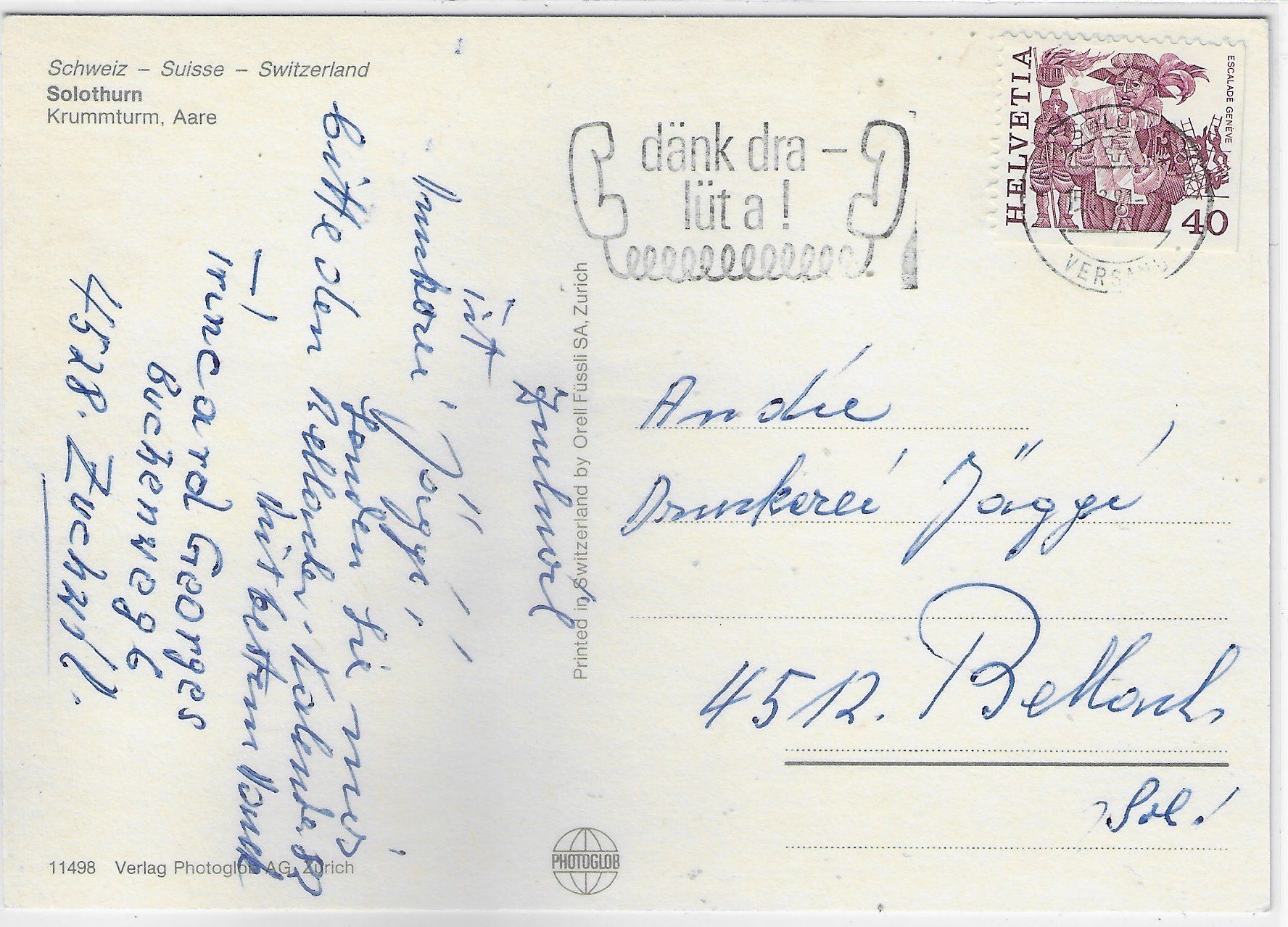 Cartoline postali: Solothurn - Krummturm, Aare – Usato da Ettingen venduto da Kartenplanet 1