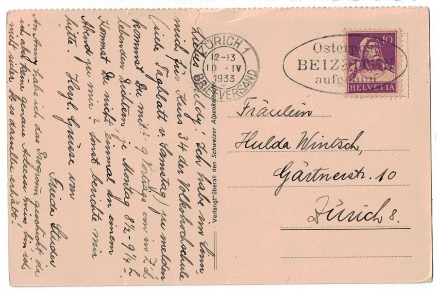 Cartoline postali: Genf, Englischer Garten, gelaufen 1933 – Usato da Frauenfeld venduto da POML 1