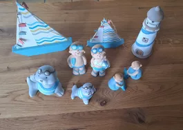 Deko Set Maritim, Segelboote, Leuchtturm, Figuren, Robben &