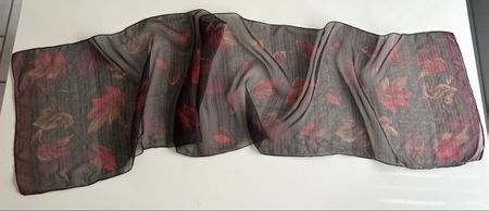 Scarf black print leaf transparent 