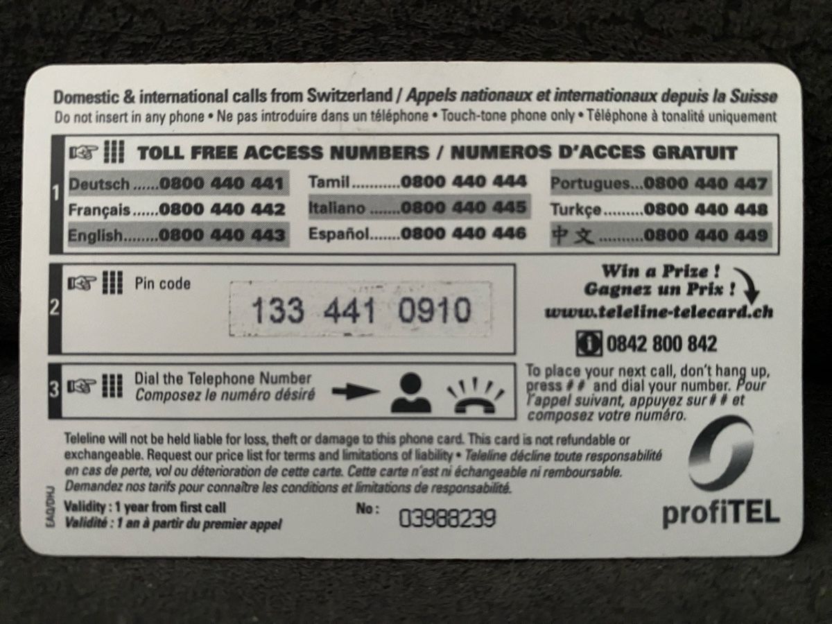 Cartes de téléphone: Teleline – D'occasion à Lausanne par babacard10 1