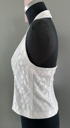 Neckholder-Top/Weste, weiss, mit Tüllspitze, Gr. S/M