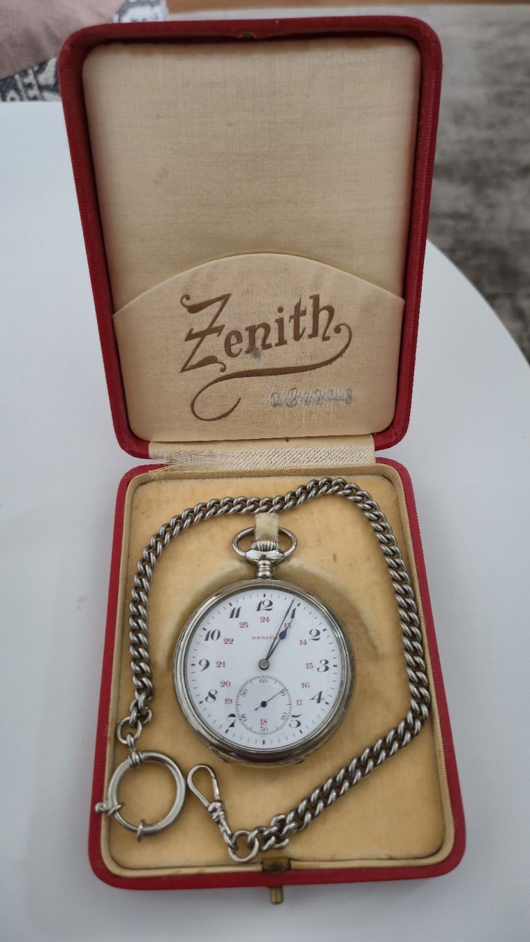 Zenith Orologi: Zenith Taschenuhr mit Box und Kette – Usato da Marbach SG venduto da Zippo1401 5