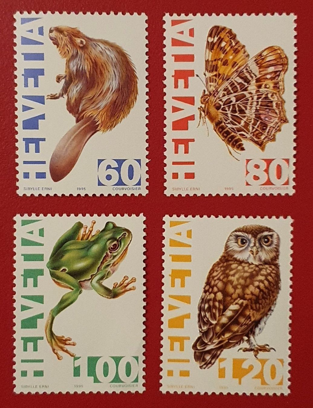 Tutti i francobolli: BEDROHTE TIERE BIBER EULE SATZ 876 - 879 1995** POSTFRISCH – Nuovo (secondo la descrizione) da Düdingen venduto da Quartierstrasse
