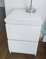 IKEA MALM 2-Drawer White Nightstand with Glass Top