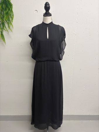 YAYA leichtes Maxikleid Gr. 34 grau Viskose Volants