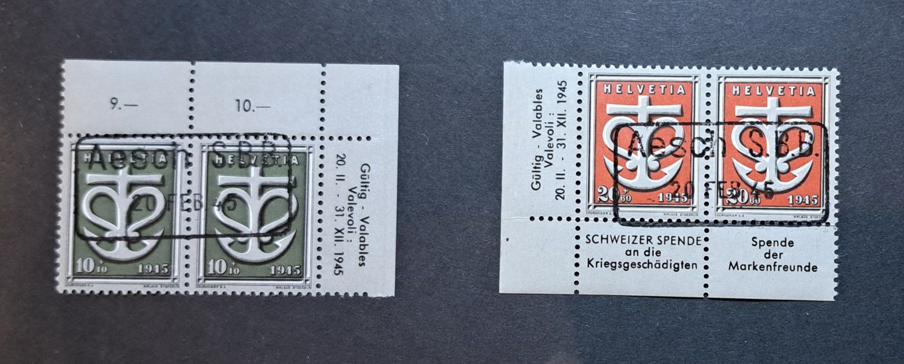Tutti i francobolli: W19 & W20 Ersttagstempel Aesch SBB – Nuovo (secondo la descrizione) da Unterägeri venduto da PhilatelieStudiger