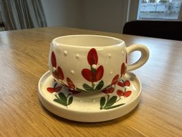 Sammeltasse mit Unterteller, neuwertig