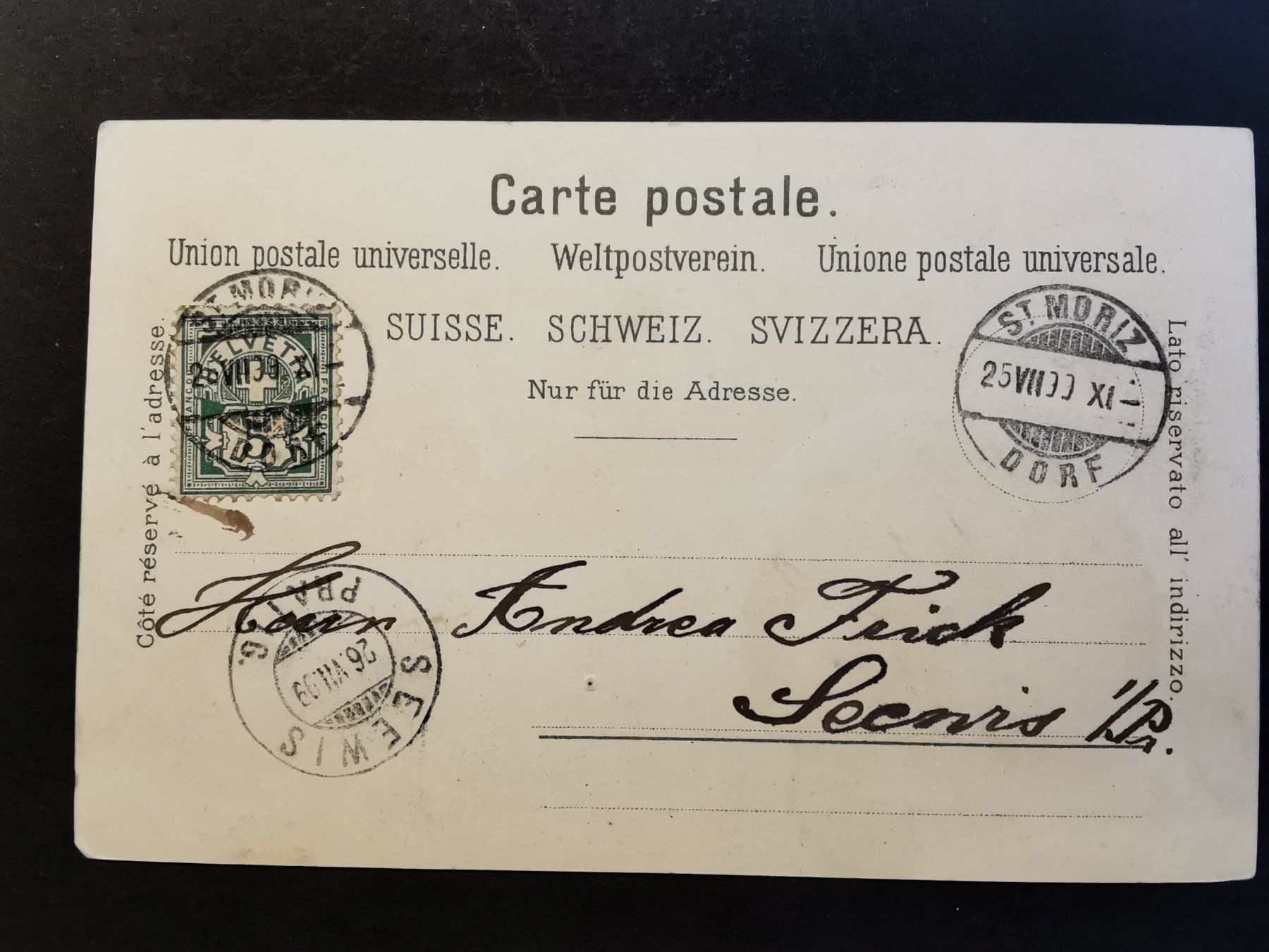 Cartoline postali: Litho  St. Moritz  Ansichtskarte  Engadin  Graubünden  1899 – Usato da Rheineck venduto da kat_7gld 1