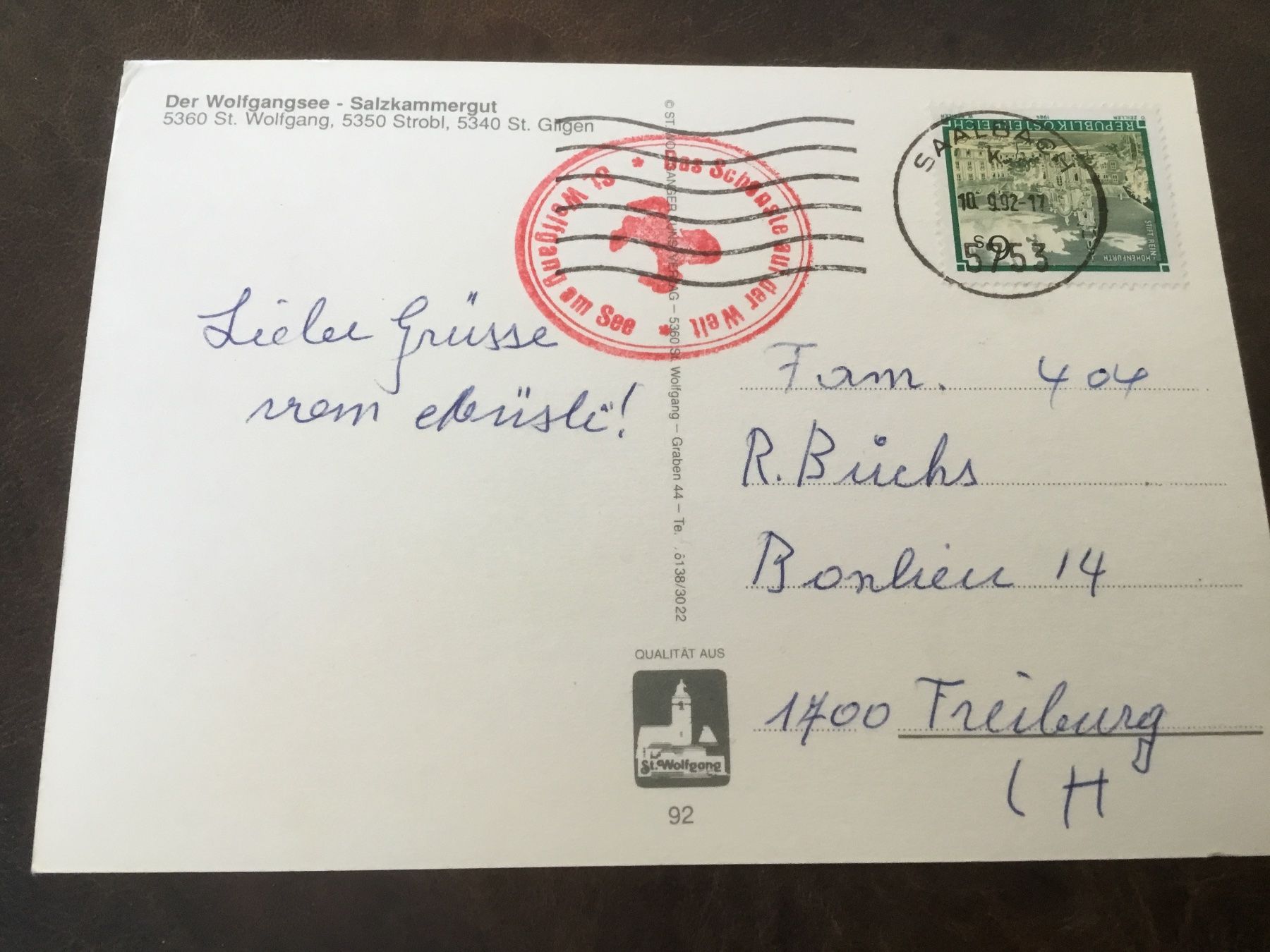 Cartoline postali: Wolfgangsee, Strobl, St. Gilgen – Usato da Kerzers venduto da Georges3210 1