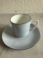 Hübsche Vintage Tasse mit Unterteller, Hellblau