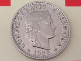 20 Rappen 1938 Ni, -vz, nur 2,805 Mio!